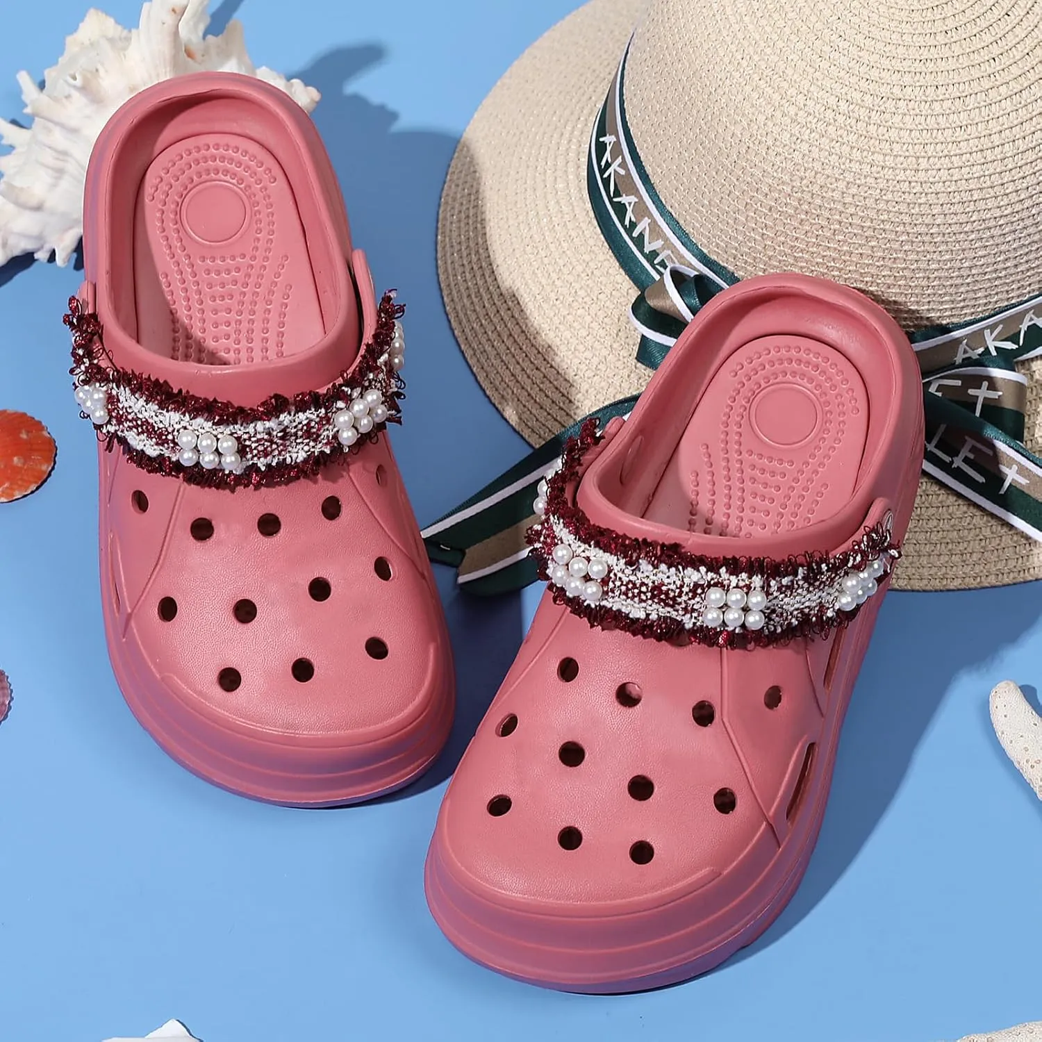 Platform Clogs for Women Summer Garden: 2.4” Chunky Heel - Waterproof Beach Sandals Slippers