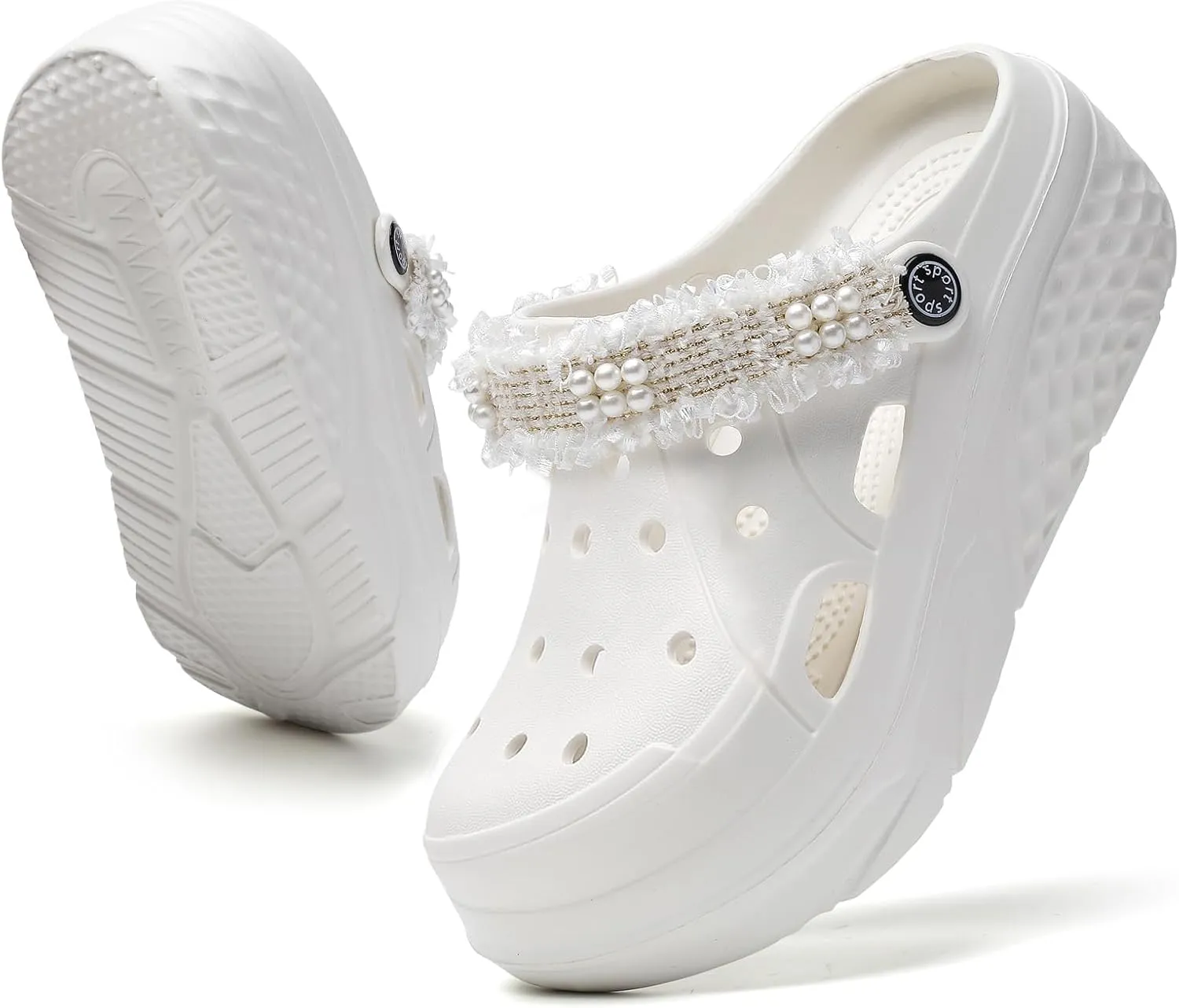 Platform Clogs for Women Summer Garden: 2.4” Chunky Heel - Waterproof Beach Sandals Slippers