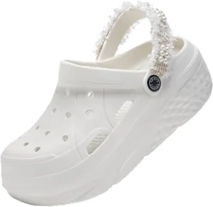 Platform Clogs for Women Summer Garden: 2.4” Chunky Heel - Waterproof Beach Sandals Slippers