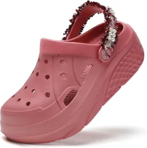 Platform Clogs for Women Summer Garden: 2.4” Chunky Heel - Waterproof Beach Sandals Slippers