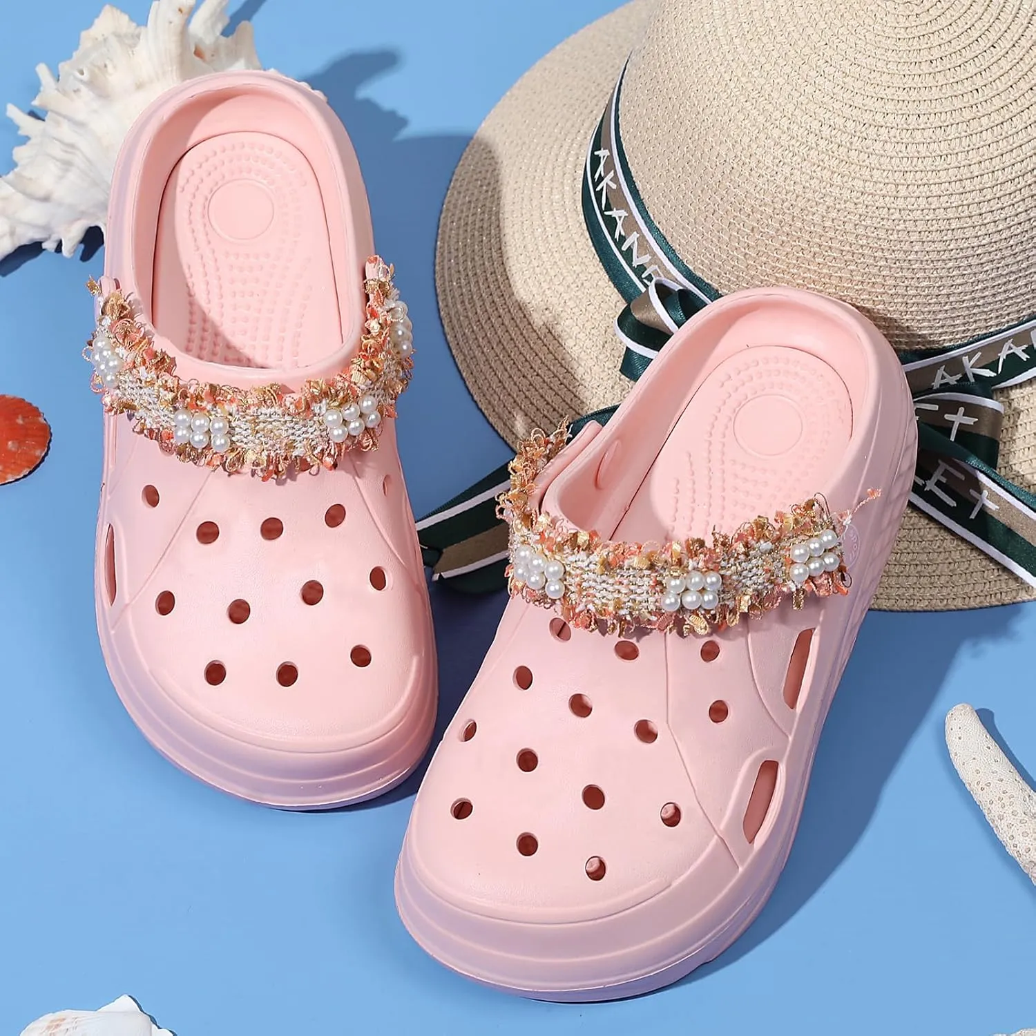 Platform Clogs for Women Summer Garden: 2.4” Chunky Heel - Waterproof Beach Sandals Slippers