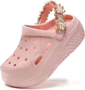 Platform Clogs for Women Summer Garden: 2.4” Chunky Heel - Waterproof Beach Sandals Slippers