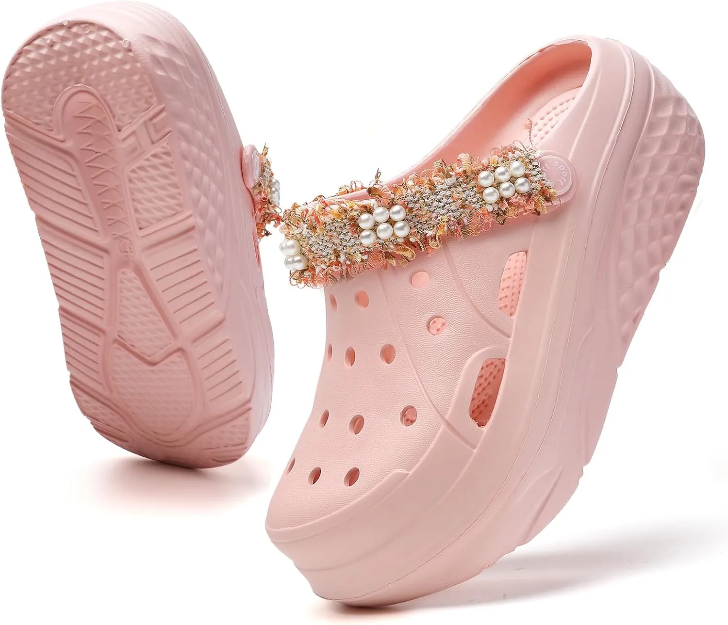 Platform Clogs for Women Summer Garden: 2.4” Chunky Heel - Waterproof Beach Sandals Slippers