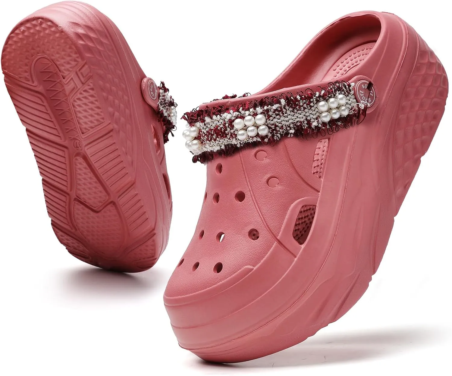 Platform Clogs for Women Summer Garden: 2.4” Chunky Heel - Waterproof Beach Sandals Slippers