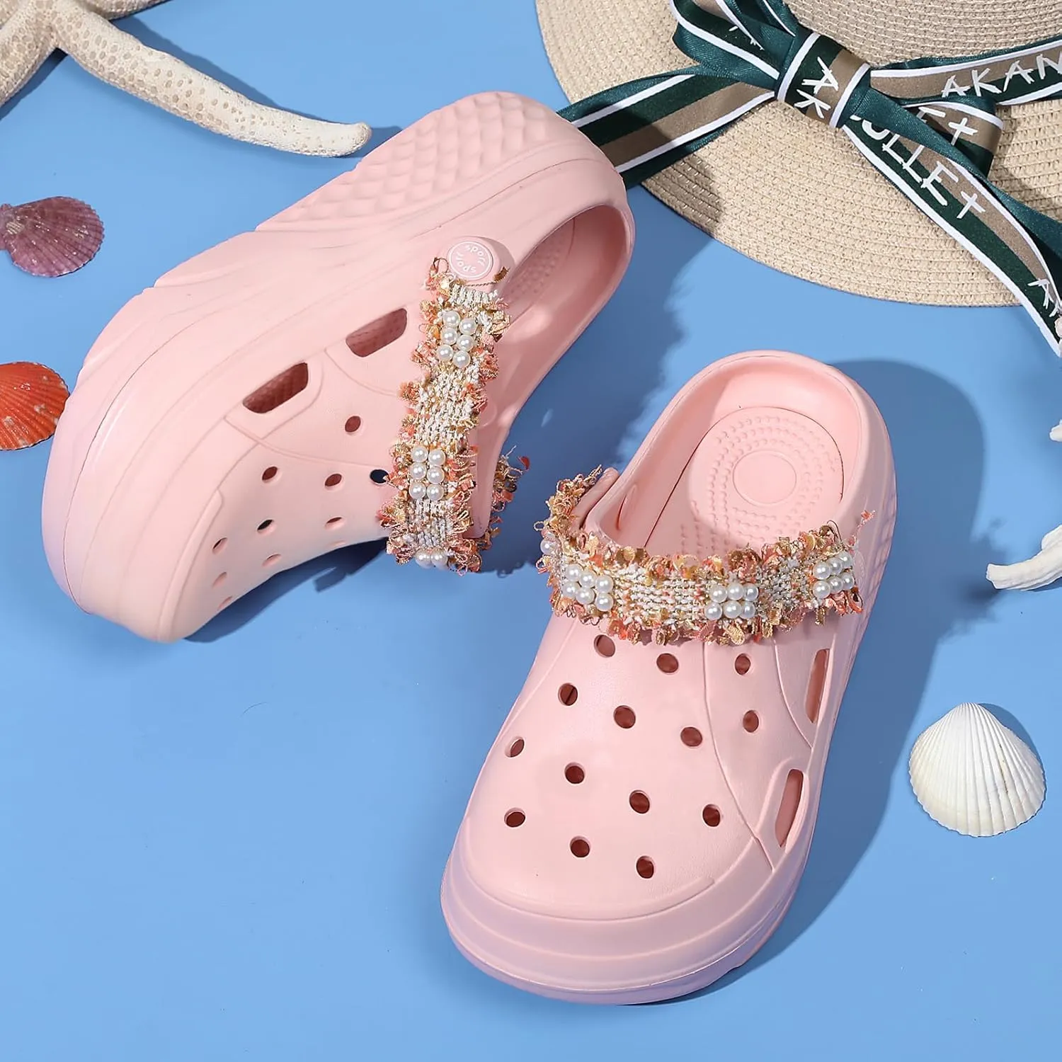 Platform Clogs for Women Summer Garden: 2.4” Chunky Heel - Waterproof Beach Sandals Slippers