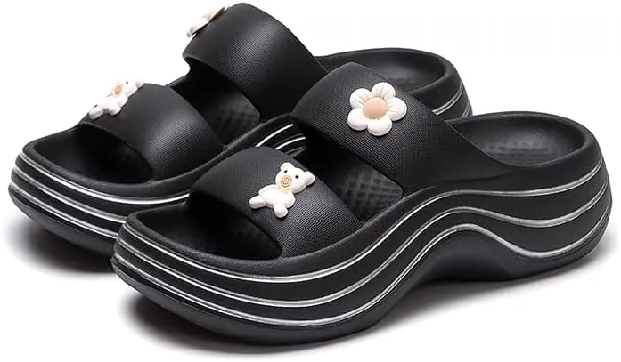Platform Sandals for Women Summer Cozy Thick Sole Non Slip Shower Slides Beach Sandals Lightweight Home Cloud Slides