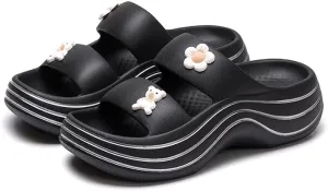 Platform Sandals for Women Summer Cozy Thick Sole Non Slip Shower Slides Beach Sandals Lightweight Home Cloud Slides