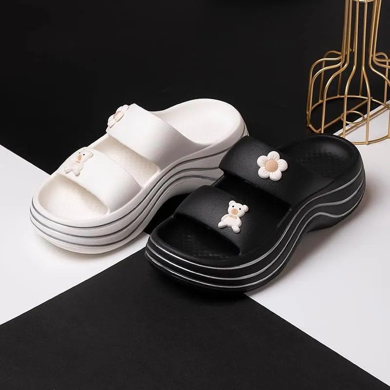 Platform Sandals for Women Summer Cozy Thick Sole Non Slip Shower Slides Beach Sandals Lightweight Home Cloud Slides