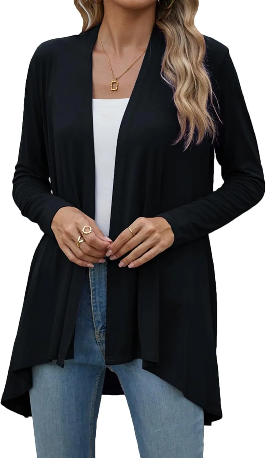 POGTMM Women's Open Front Casual Long Sleeve Lightweight Drape Cardigans Sweater Duster with Pockets (S-3XL)