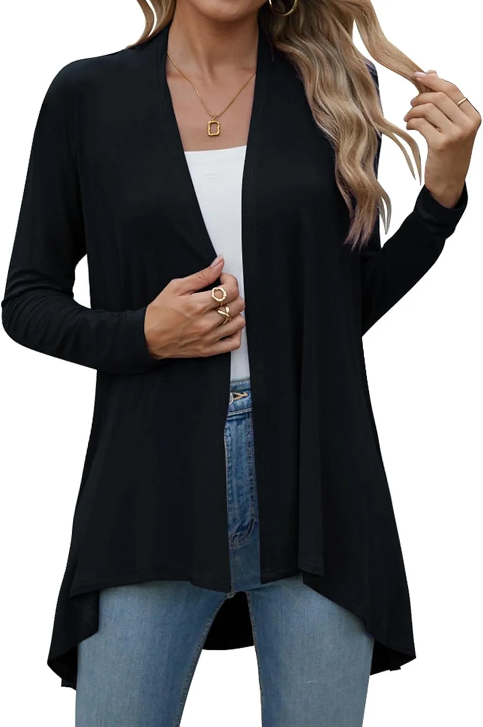 POGTMM Women's Open Front Casual Long Sleeve Lightweight Drape Cardigans Sweater Duster with Pockets (S-3XL)