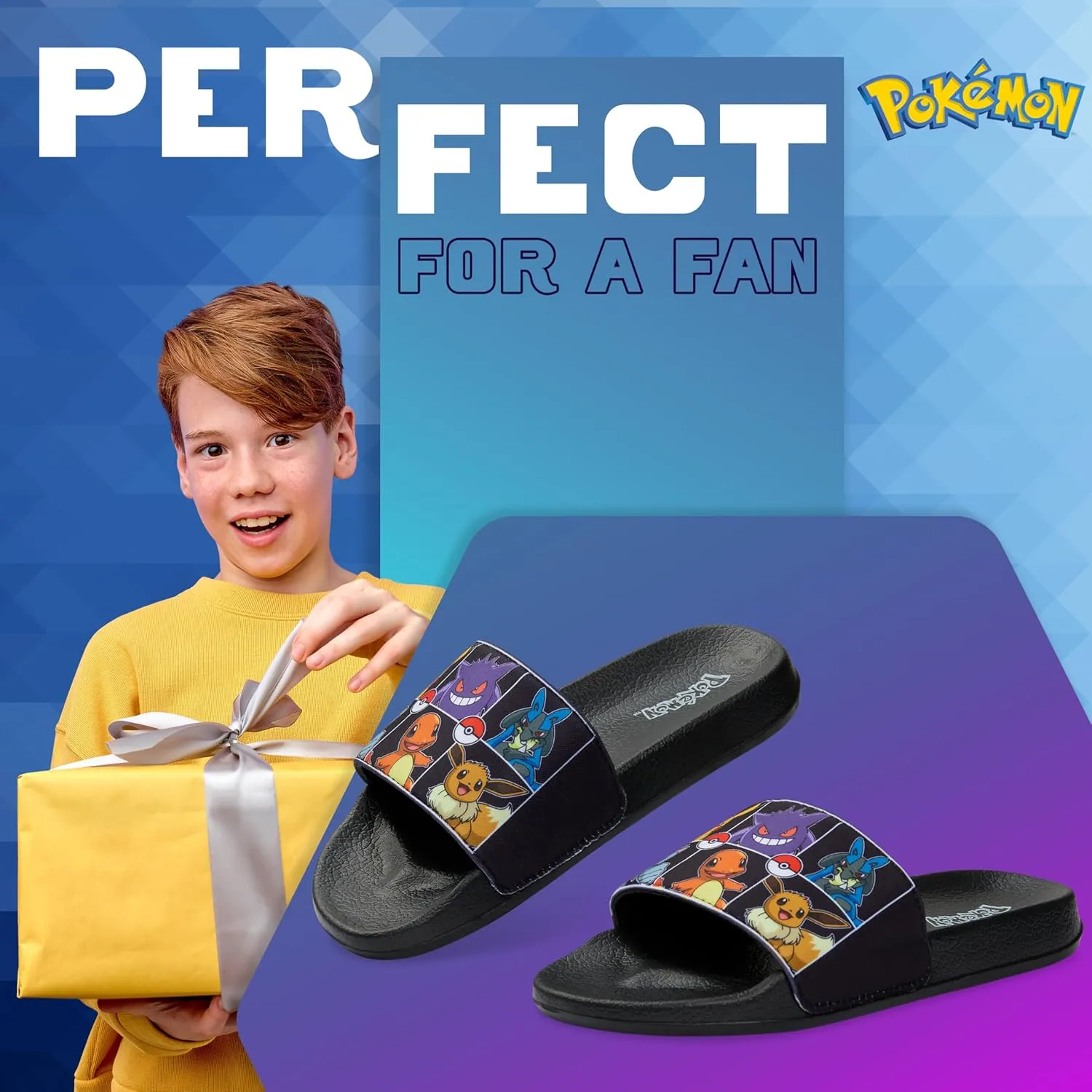 Pokemon Boys Slides, Beach or Pool Shoes for Kids - Gamer Gifts