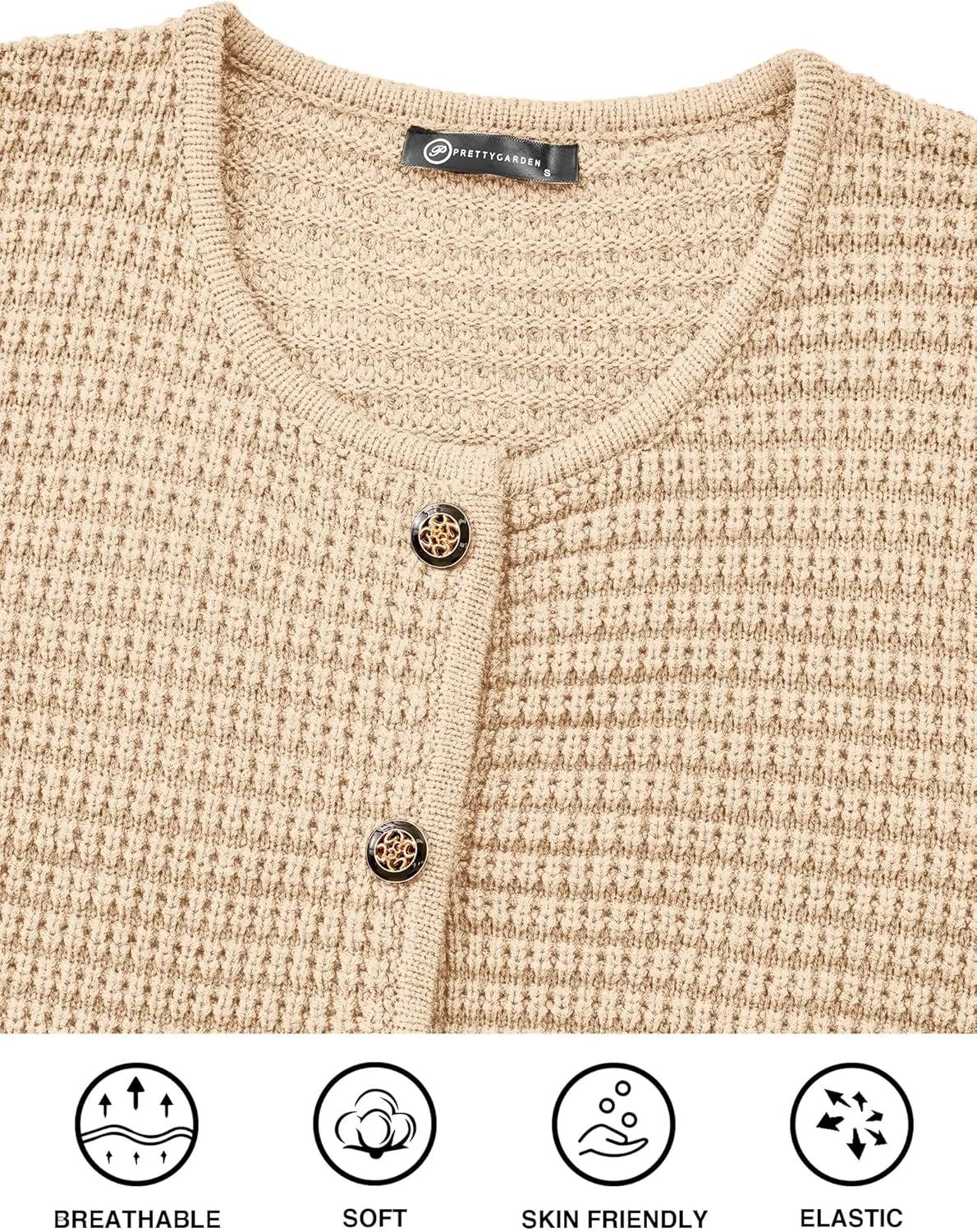 PRETTYGARDEN Women's Knit Cardigan Sweaters Fall Fashion Long Sleeve Open Front Button Down Trendy Casual Sweater Jacket