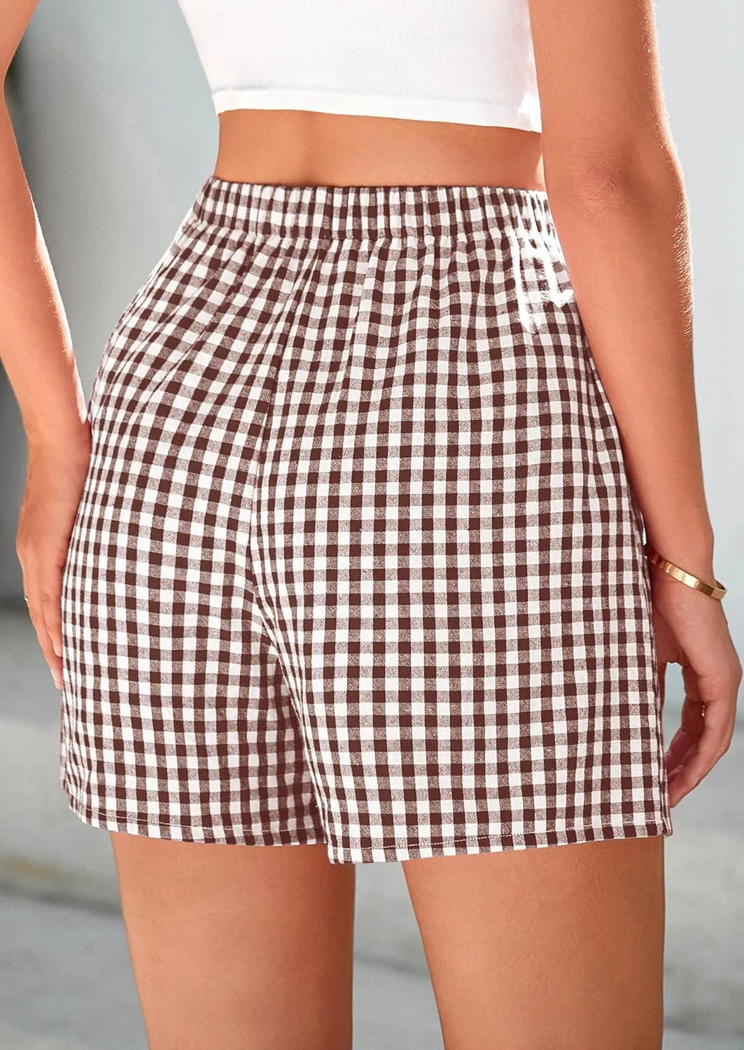 PRETTYGARDEN Womens Shorts Boxers 2025 Summer Gingham Pajama Lounge Sleep Y2K Plaid Pj Shorts Beach Bottoms