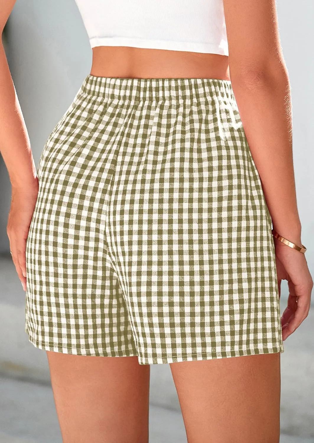 PRETTYGARDEN Womens Shorts Boxers 2025 Summer Gingham Pajama Lounge Sleep Y2K Plaid Pj Shorts Beach Bottoms