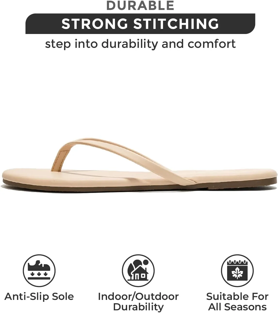 Project Cloud Flip Flops for Women Footwear - Memory Foam Flats Sandals for Women 2025 - Vegan Leather Lightweight Sandals Summer Beach Essentials Slides (Foundations)