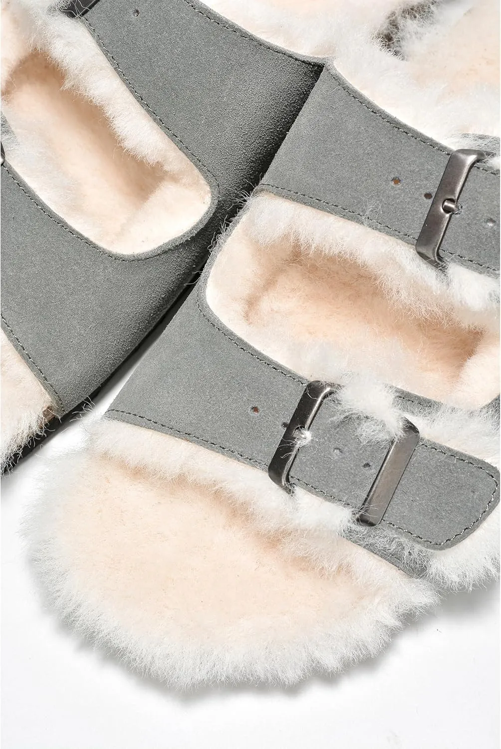Project Cloud Genuine Suede House Slippers for Women - Cozy Womens Sandals Shearling Fur Lining Slides - Adjustable Straps Sandals for Women 2025 (Dianea)