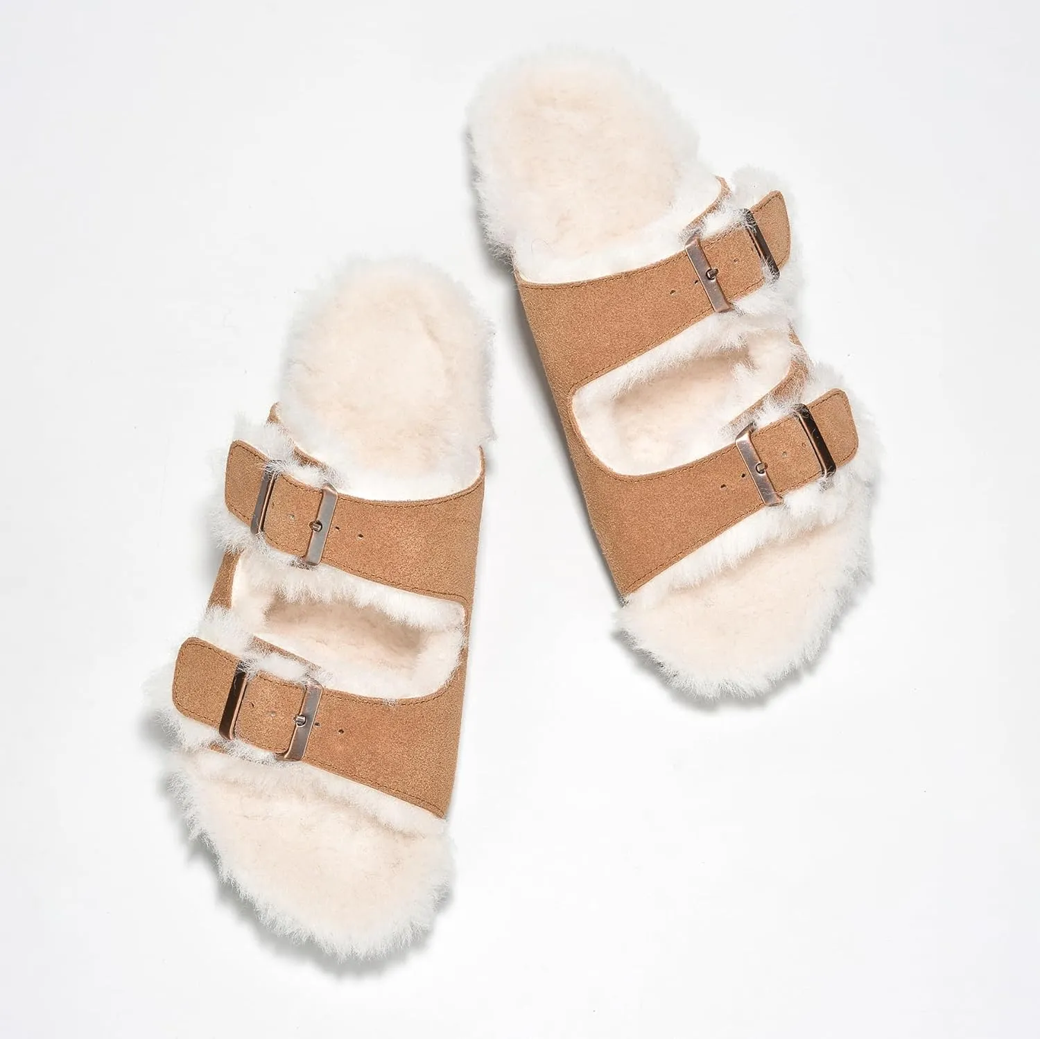 Project Cloud Genuine Suede House Slippers for Women - Cozy Womens Sandals Shearling Fur Lining Slides - Adjustable Straps Sandals for Women 2025 (Dianea)