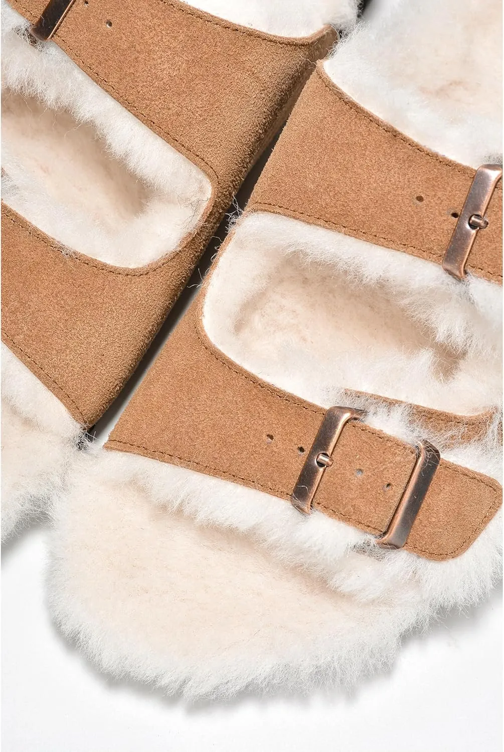 Project Cloud Genuine Suede House Slippers for Women - Cozy Womens Sandals Shearling Fur Lining Slides - Adjustable Straps Sandals for Women 2025 (Dianea)