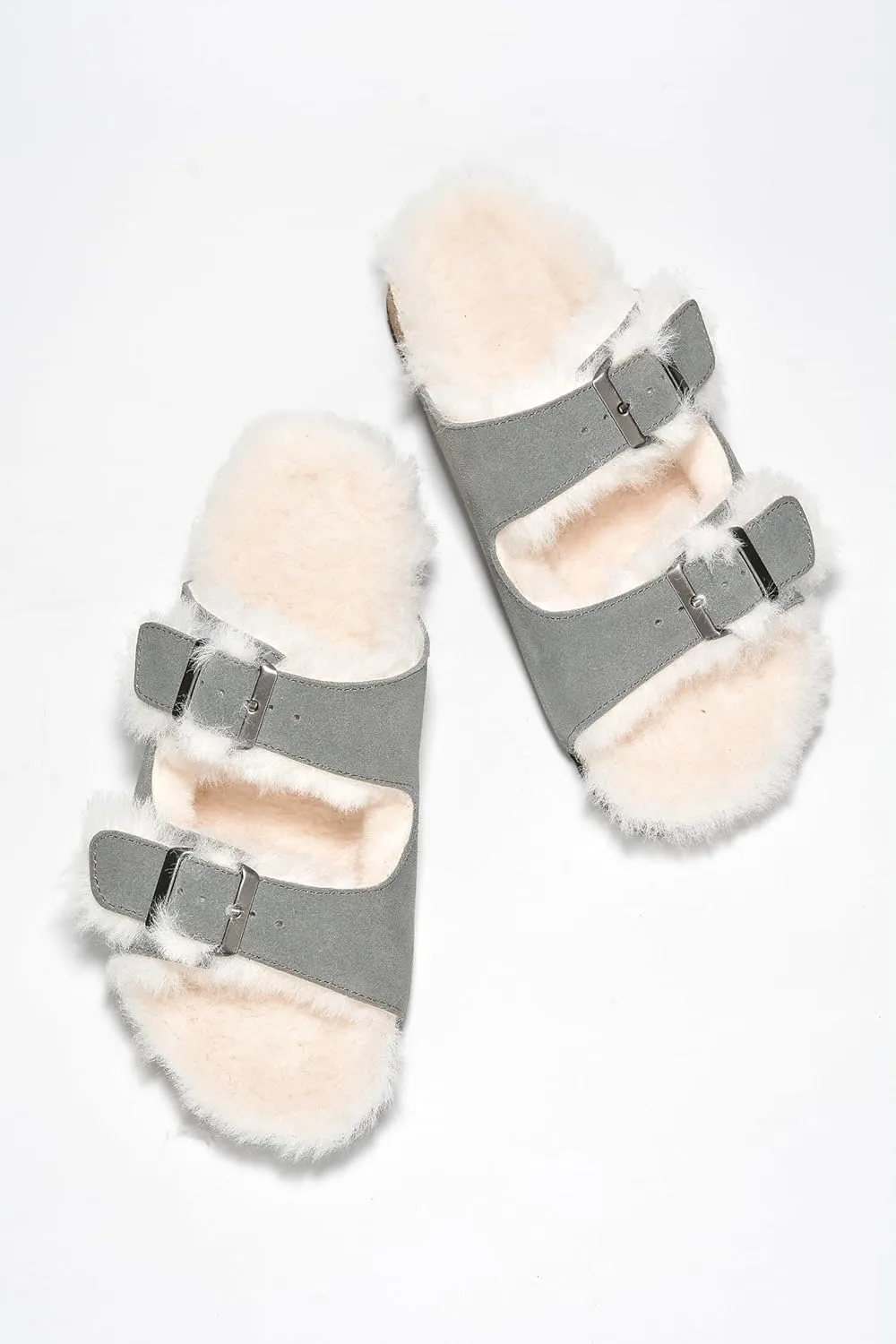 Project Cloud Genuine Suede House Slippers for Women - Cozy Womens Sandals Shearling Fur Lining Slides - Adjustable Straps Sandals for Women 2025 (Dianea)
