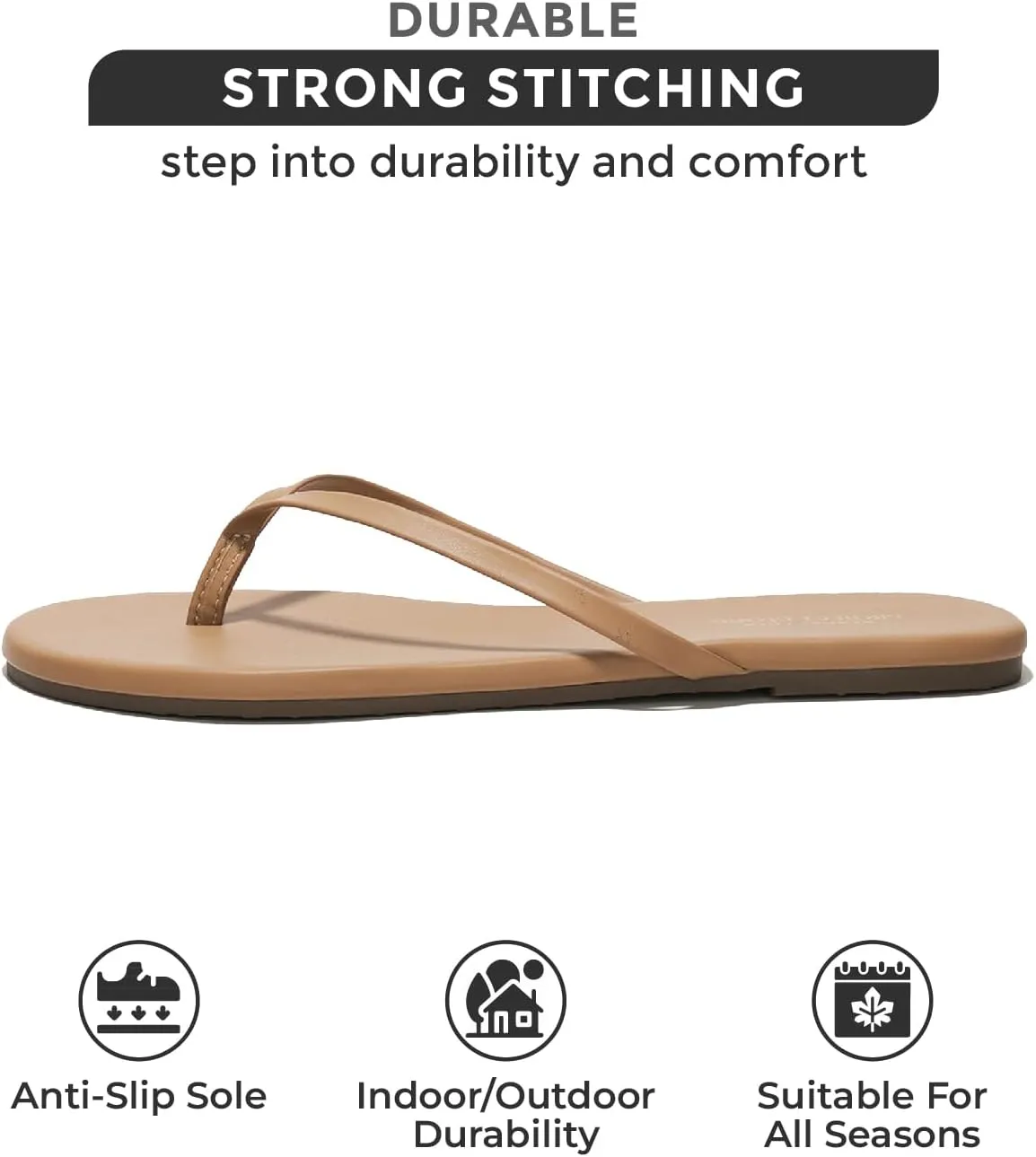 Project Cloud Vegan Leather Flip Flops for Women Footwear - Memory Foam Flats Sandals for Women 2025 - Lightweight Sandals Summer Beach Essentials Slides (Foundations)