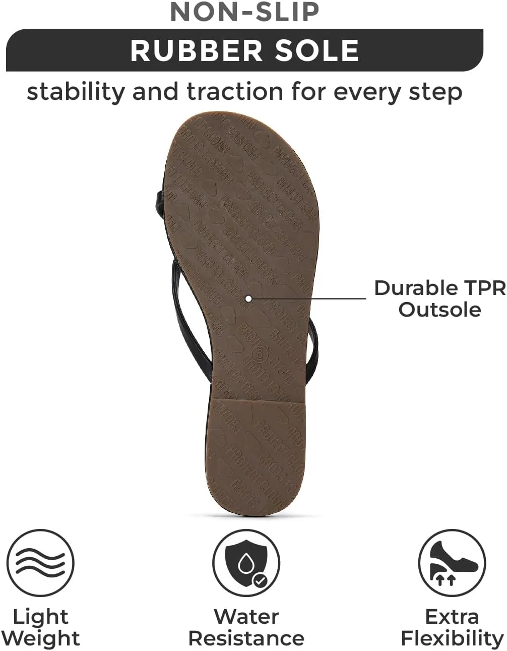 Project Cloud Vegan Leather Flip Flops for Women Footwear - Memory Foam Flats Sandals for Women 2025 - Lightweight Sandals Summer Beach Essentials Slides (Foundations)