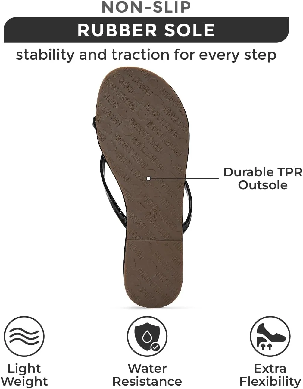 Project Cloud Vegan Leather Flip Flops for Women Footwear - Memory Foam Flats Sandals for Women 2025 - Lightweight Sandals Summer Beach Essentials Slides (Foundations)