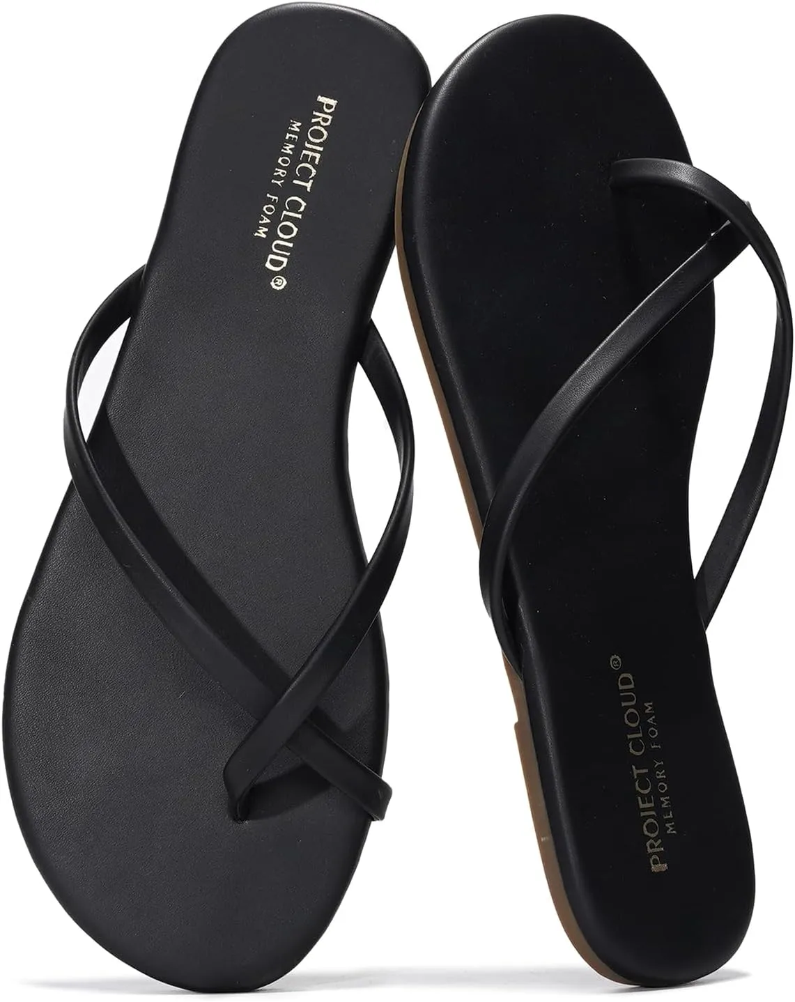 Project Cloud Vegan Leather Flip Flops for Women Footwear - Memory Foam Flats Sandals for Women 2025 - Lightweight Sandals Summer Beach Essentials Slides (Foundations)
