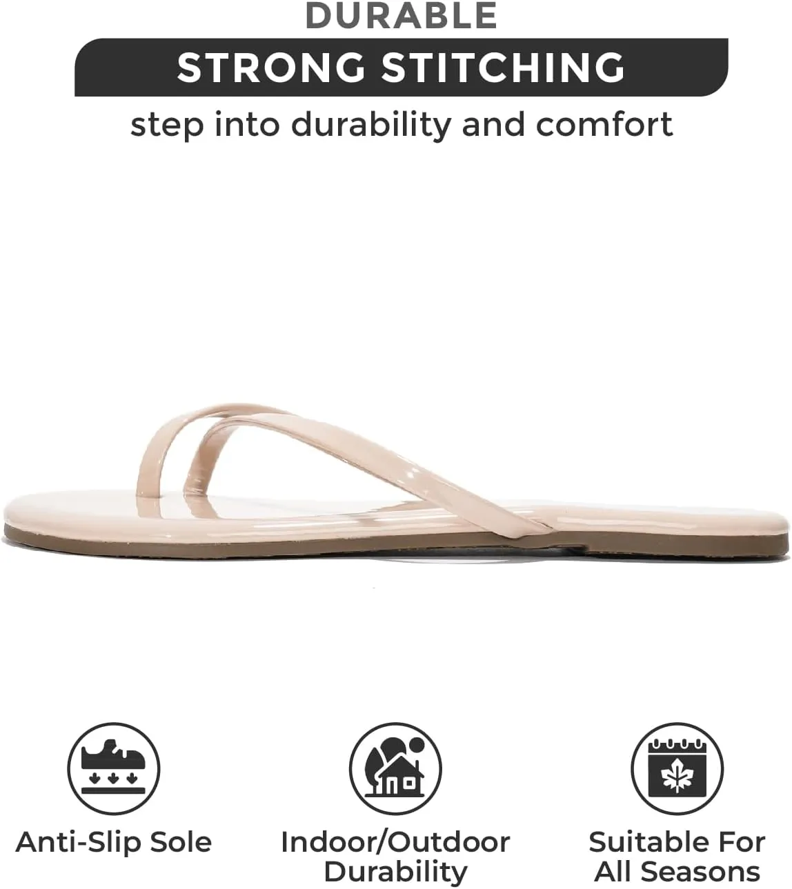 Project Cloud Vegan Leather Flip Flops for Women Footwear - Memory Foam Flats Sandals for Women 2025 - Lightweight Sandals Summer Beach Essentials Slides (Foundations)