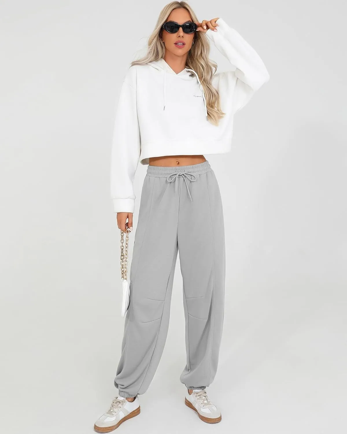 Quenteen Womens Sweatpants Casual Loose Lightweight Joggers Pants Fall Baggy Lounge Pants Drawstring Workout Bottoms