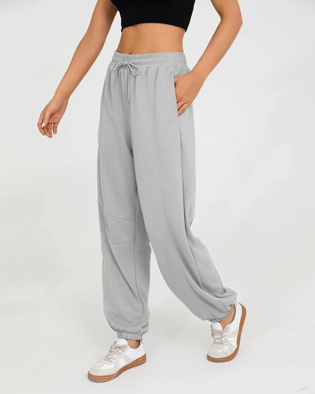 Quenteen Womens Sweatpants Casual Loose Lightweight Joggers Pants Fall Baggy Lounge Pants Drawstring Workout Bottoms