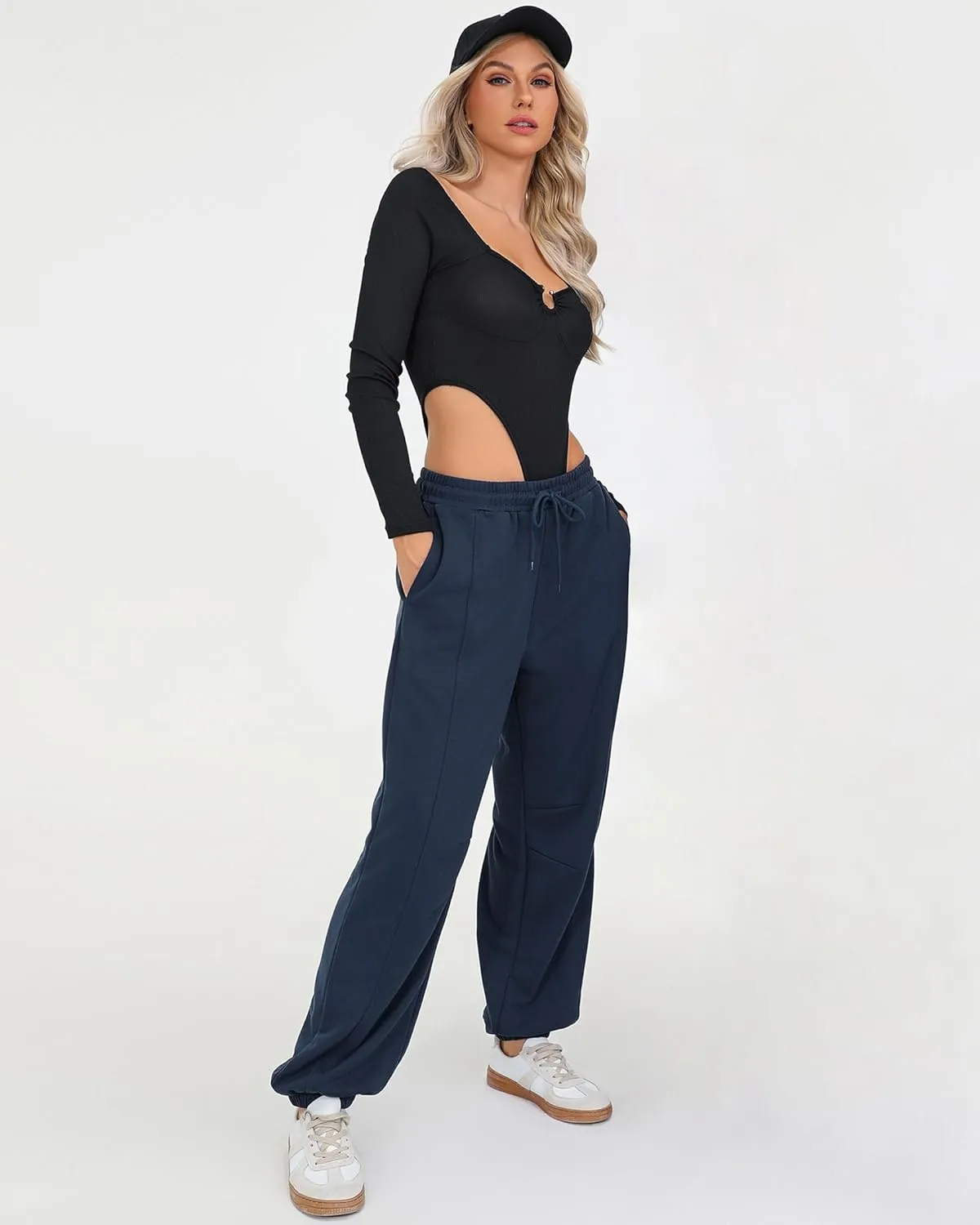 Quenteen Womens Sweatpants Casual Loose Lightweight Joggers Pants Fall Baggy Lounge Pants Drawstring Workout Bottoms