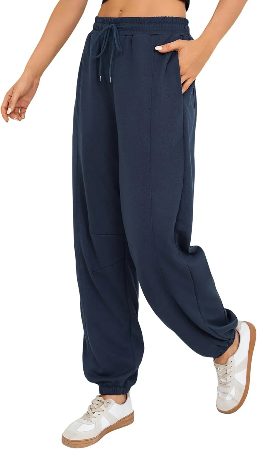 Quenteen Womens Sweatpants Casual Loose Lightweight Joggers Pants Fall Baggy Lounge Pants Drawstring Workout Bottoms