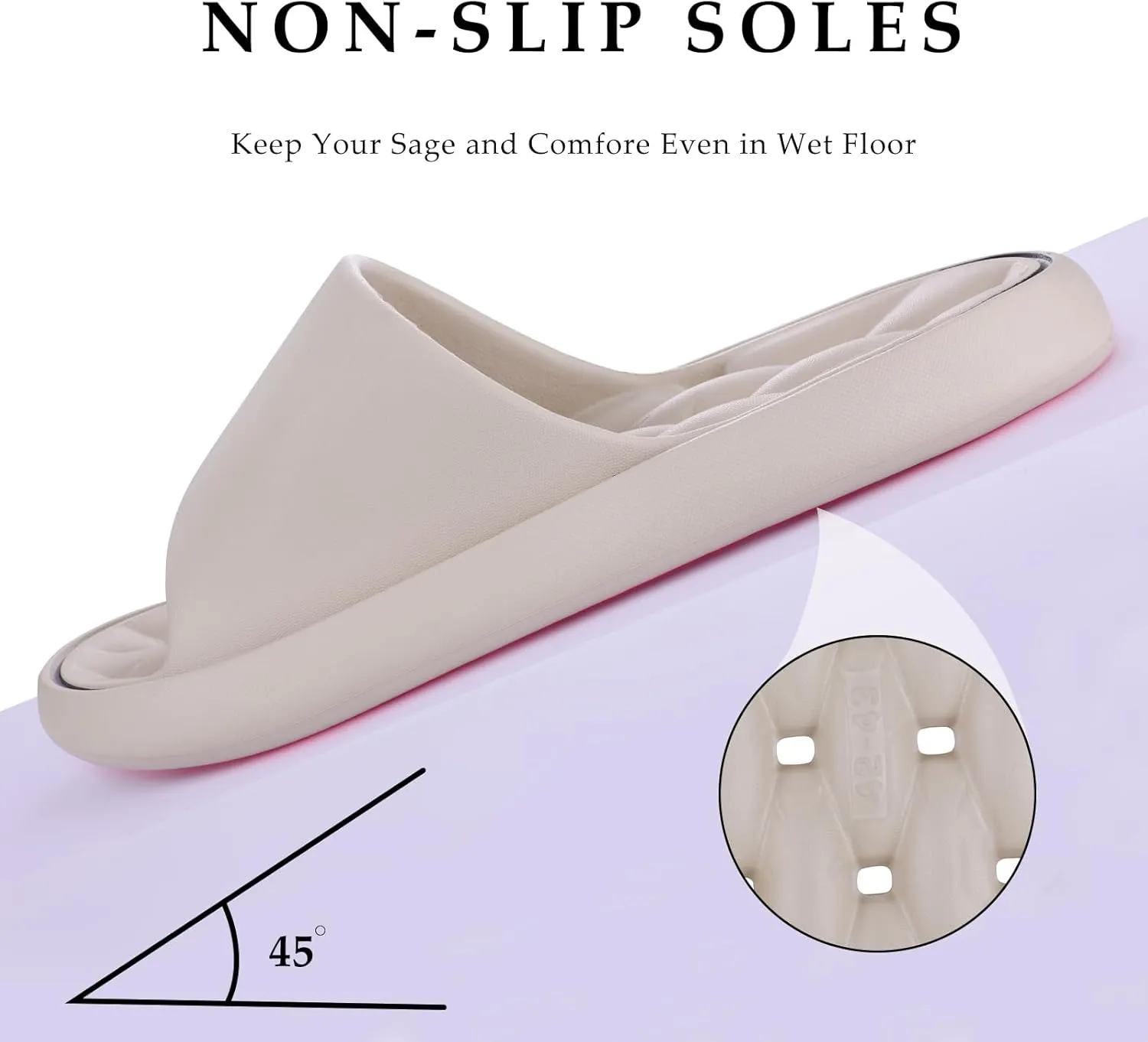 Quick Drying Shower Shoes Men Lightweight Shower Slippers with Drain Hole Soft Women Bathroom Slippers for Gym, Spa, Pool Anti-Slip Shower Shors Home Bathing Slipper Sandals