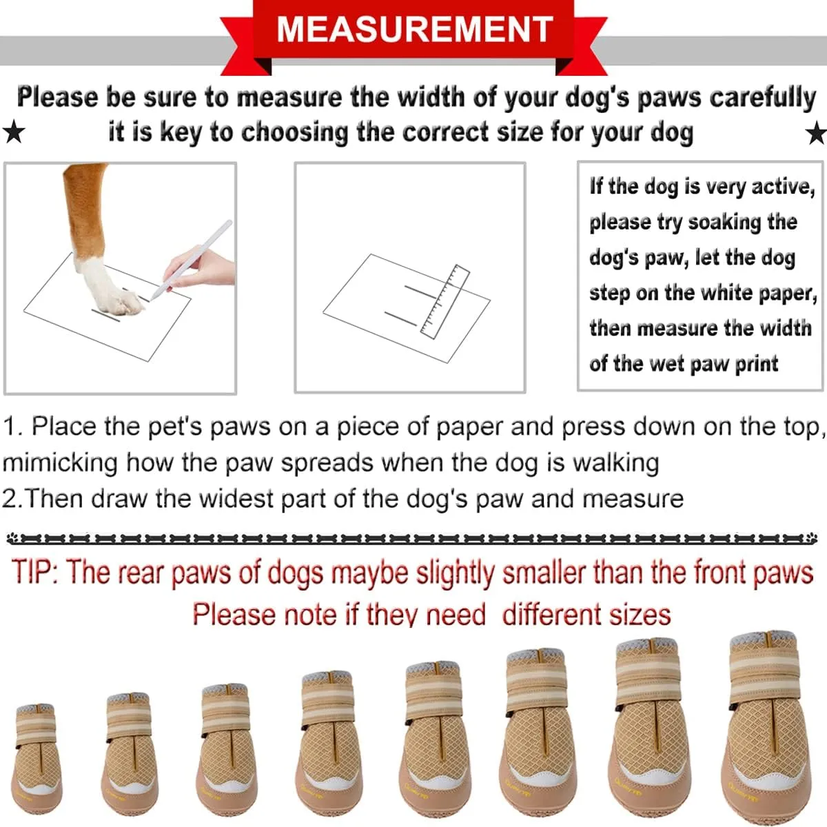 QUMY 4PCS Dog Shoes, Medium Large Dog Boots & Paw Protectors for Summer Heat Protection, Mesh Breathable Nonslip Dog Booties for Walking Running Hiking Khaki Size 6, 6: 2.6''x3.0''(Width*Length)