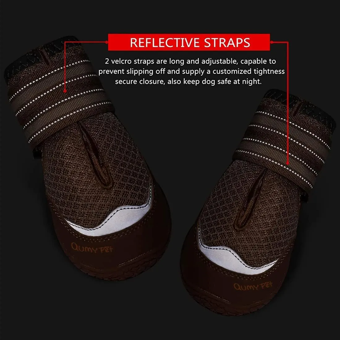 QUMY 4PCS Dog Shoes, Medium Large Dog Boots & Paw Protectors for Summer Heat Protection, Mesh Breathable Nonslip Dog Booties for Walking Running Hiking Khaki Size 6, 6: 2.6''x3.0''(Width*Length)