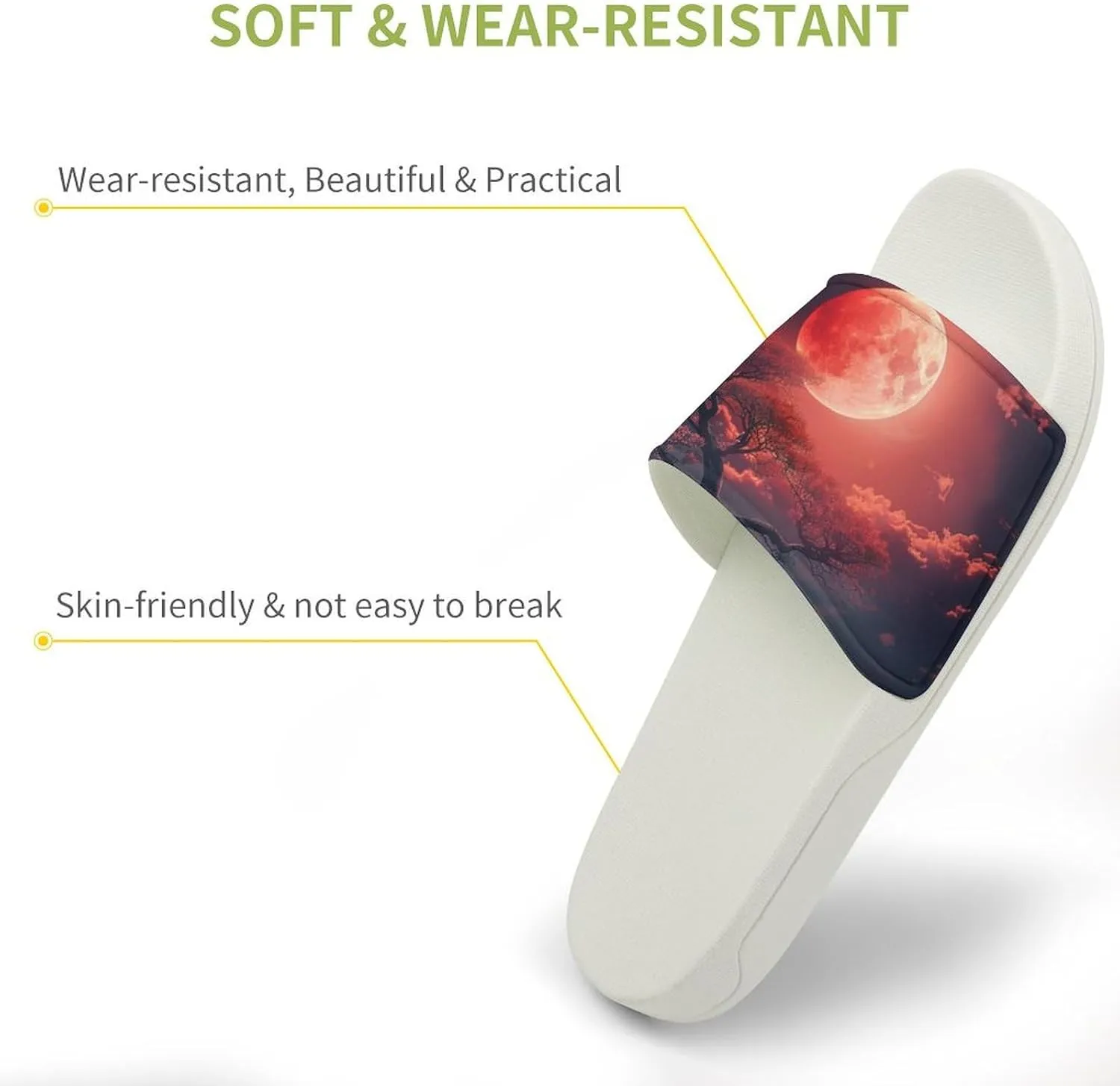 Red Moon And Pine Tree Funny House Sandals Non Slip Shower Slippers Quick Drying Bathroom Shoes for Women Men
