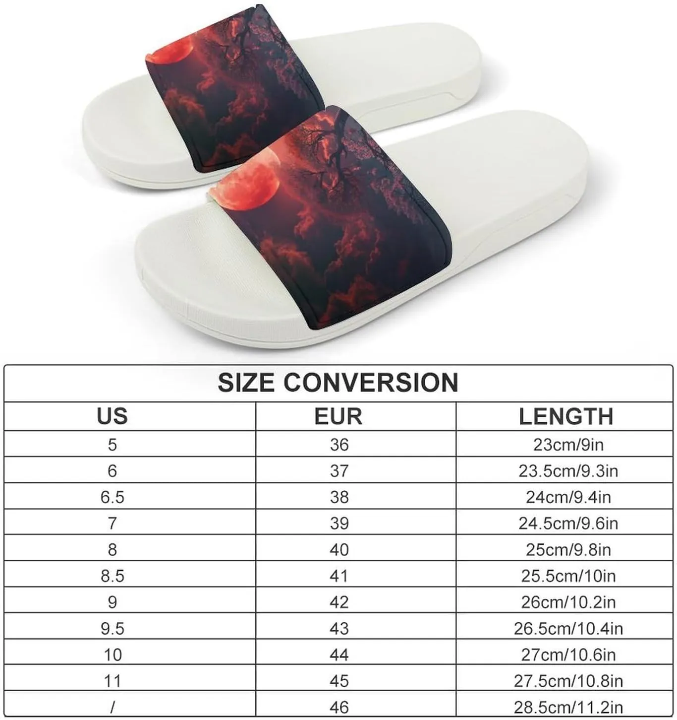 Red Moon And Pine Tree Funny House Sandals Non Slip Shower Slippers Quick Drying Bathroom Shoes for Women Men