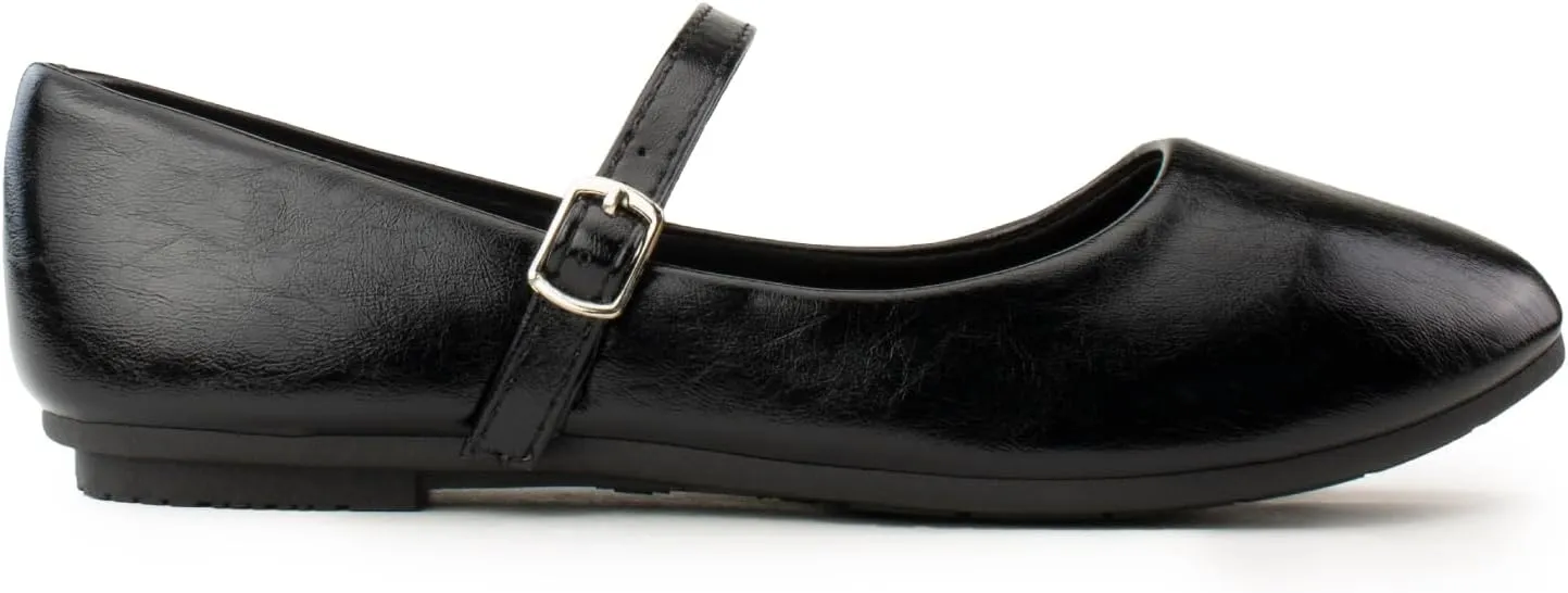 RF ROOM OF FASHION Women's Buckle Strap Mary Jane Ballet Flats