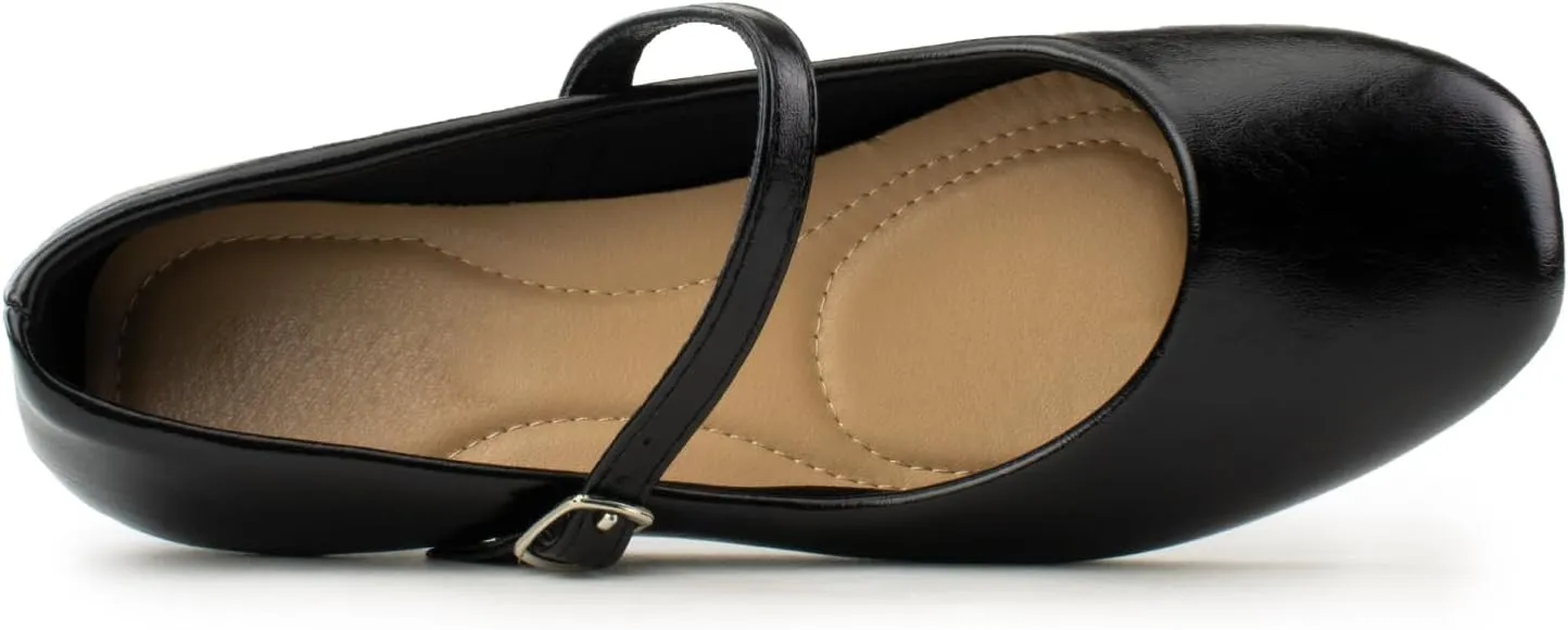 RF ROOM OF FASHION Women's Buckle Strap Mary Jane Ballet Flats