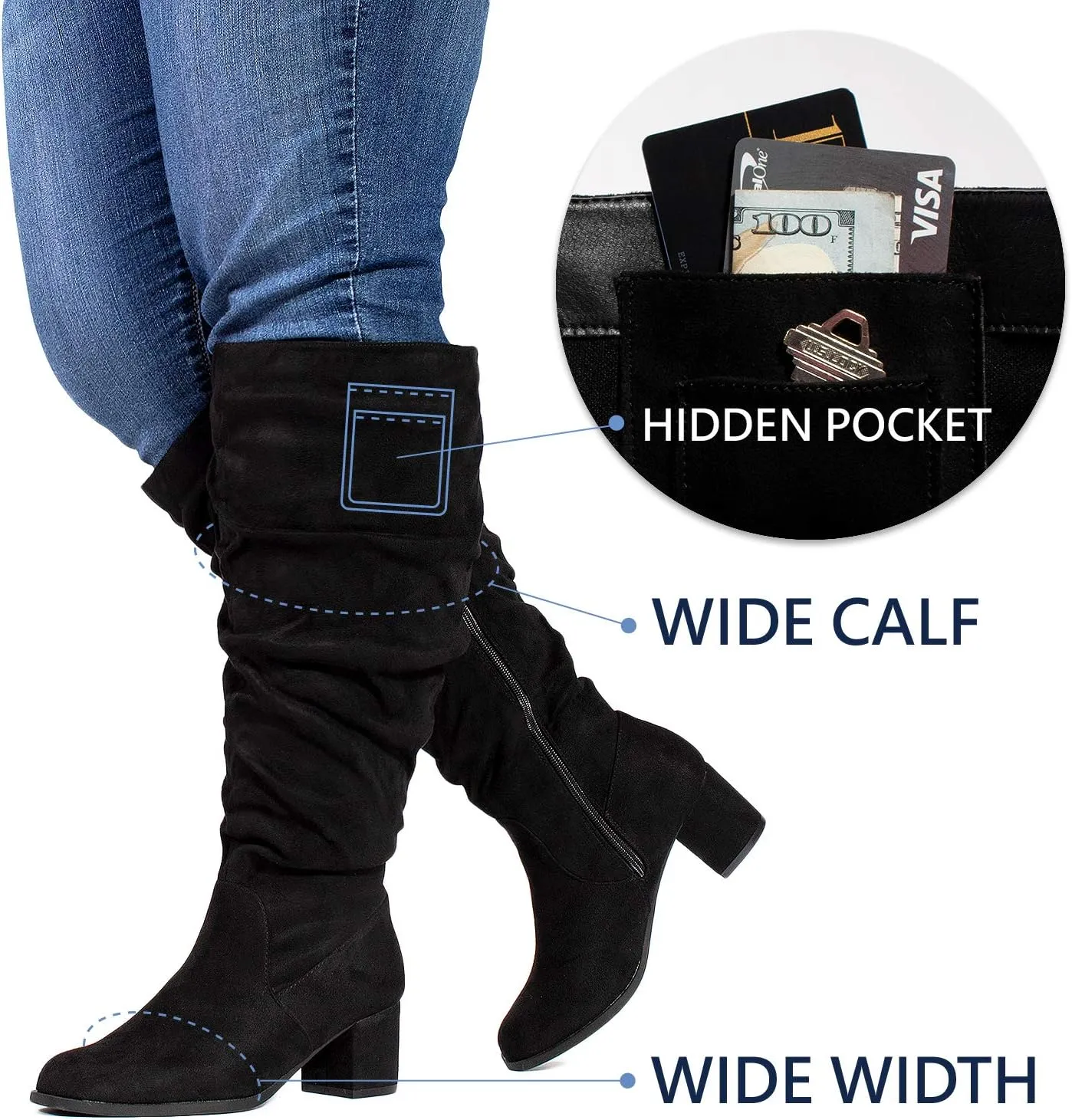 RF ROOM OF FASHION Women's WIDE CALF Slouchy Knee High Boots