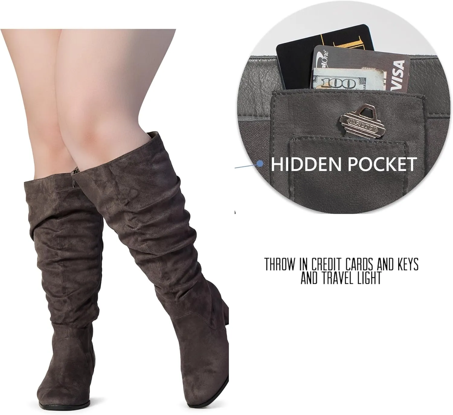RF ROOM OF FASHION Women's WIDE CALF Slouchy Knee High Boots