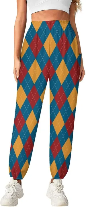 Rhomboid Grid Yoga Bloomers Women Hippie Harem Pant Elephant Pants Elastic Gym Yoga Palazzo Loose Casual Slacks