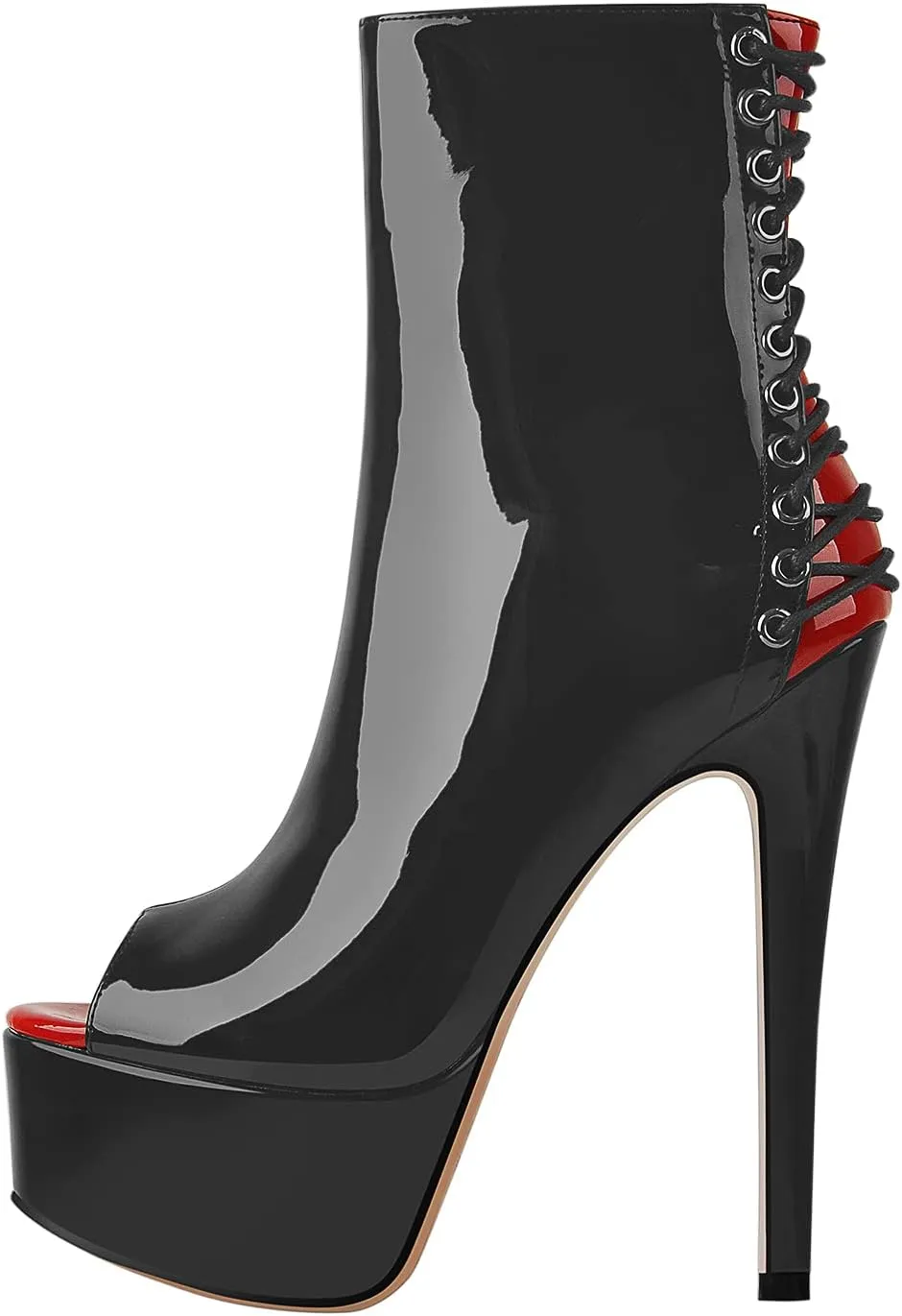 richealnini Women's Peep Toe Platform Stiletto High Heel Ankle Boots