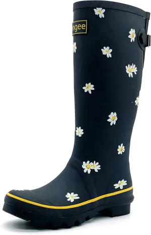 Rongee Rain Boots for Women Waterproof Floral Printed with Adjustable Buckle