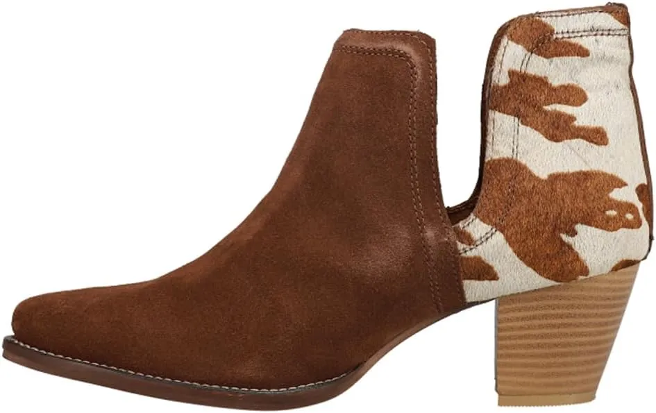 ROPER Womens Rowdy Embroidery Pointed Toe Casual Boots Ankle Mid Heel 2-3" - Brown
