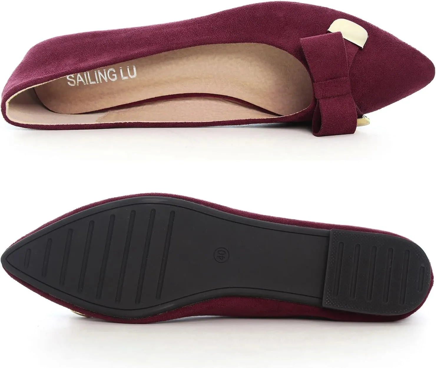 SAILING LU Ballet Flats for Women Dressy Flat Shoes Pointed Toe Bowknot Slip on Flats Shoes Women Loafers Shoes