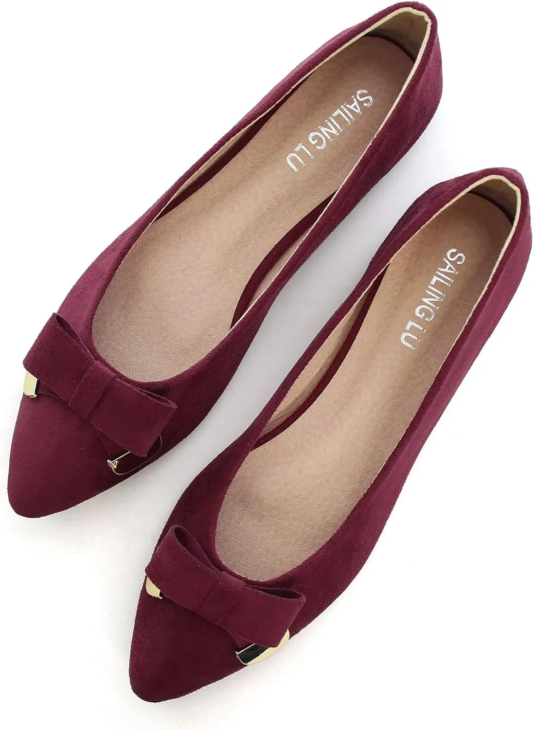 SAILING LU Ballet Flats for Women Dressy Flat Shoes Pointed Toe Bowknot Slip on Flats Shoes Women Loafers Shoes