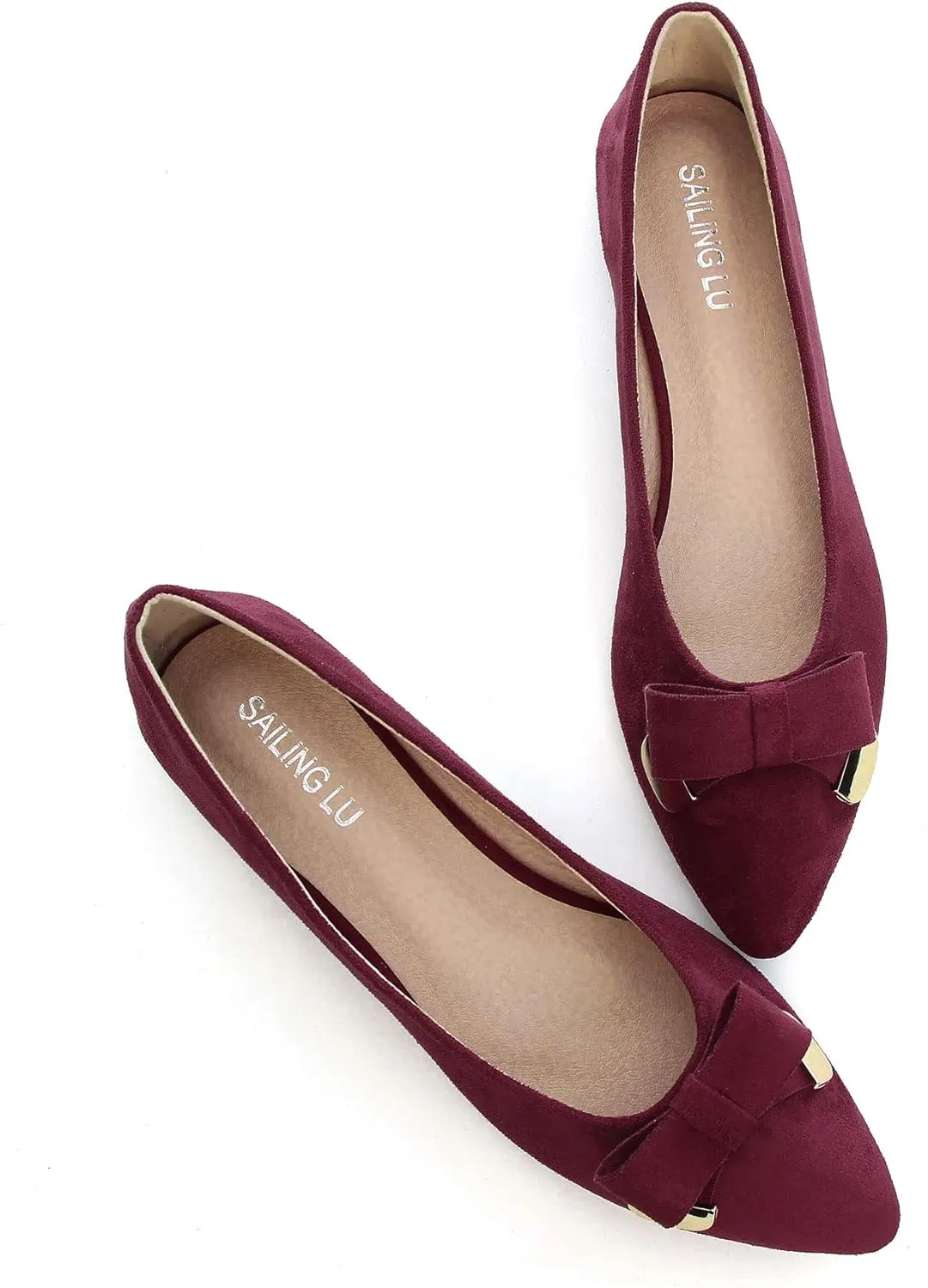 SAILING LU Ballet Flats for Women Dressy Flat Shoes Pointed Toe Bowknot Slip on Flats Shoes Women Loafers Shoes
