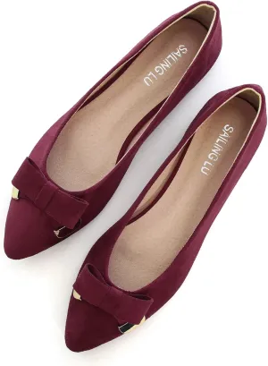 SAILING LU Ballet Flats for Women Dressy Flat Shoes Pointed Toe Bowknot Slip on Flats Shoes Women Loafers Shoes