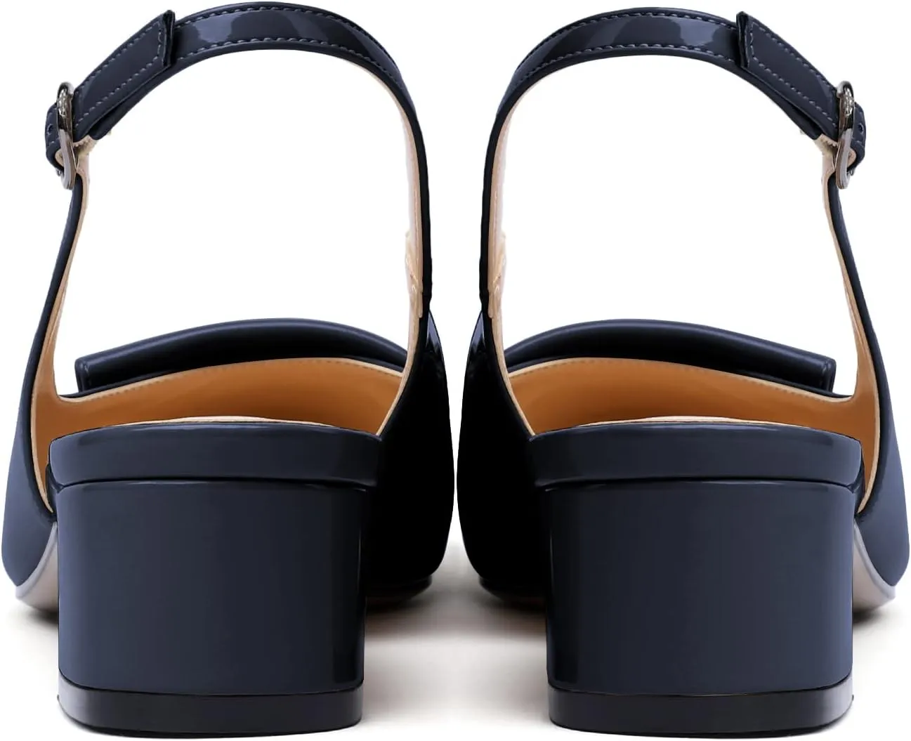 SAMMITOP Women's Slingback Pointed Toe Block Chunky Low Heel Pumps Shoes with Buckle for Office Dress